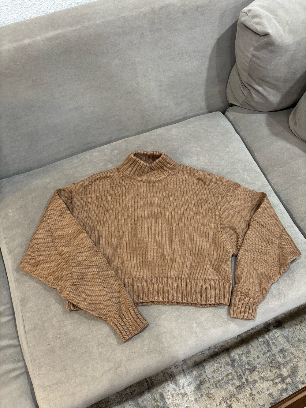 Aritzia Brown Crop Turtleneck Sweater